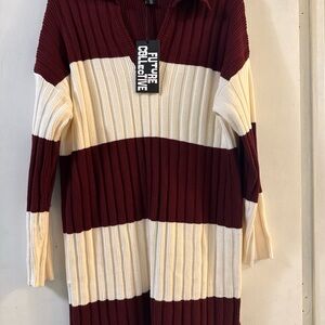 Women's Long Sleeve Rugby Mini Sweater Dress  Future Collective Size S Burgundy